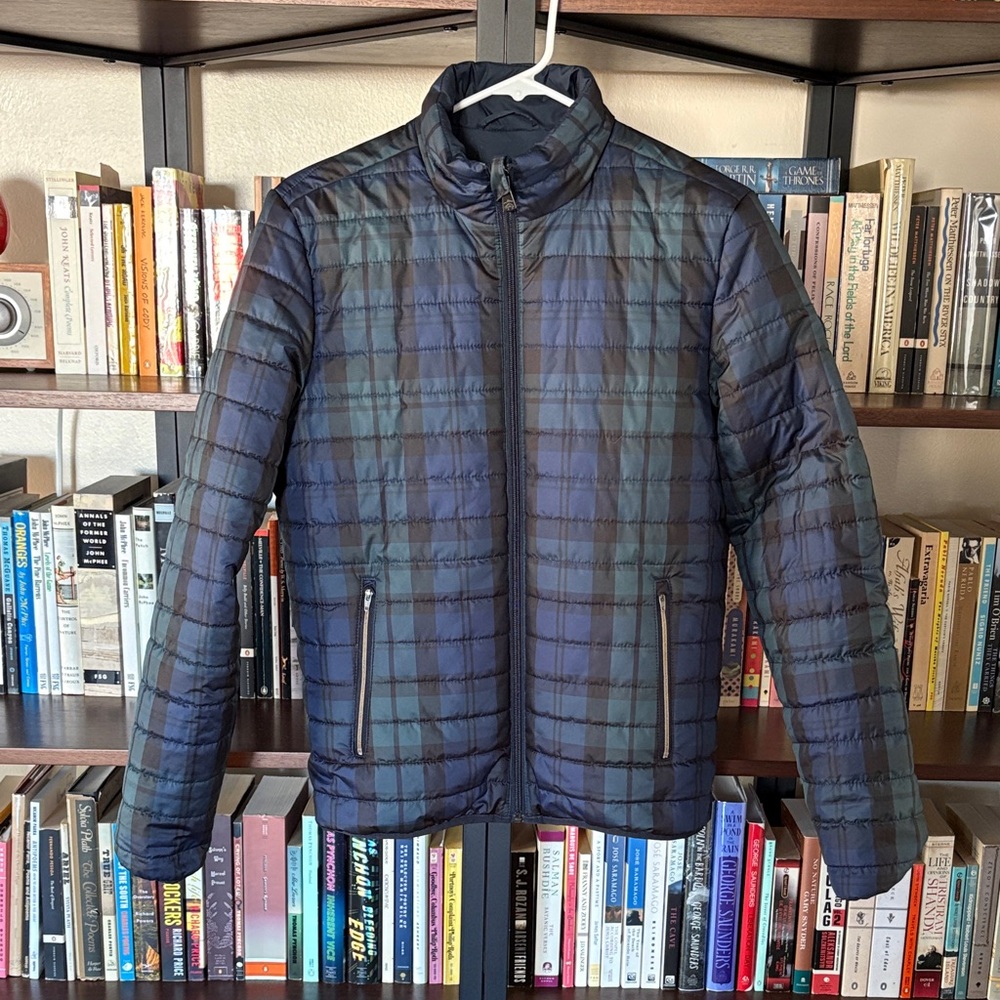 Brooks Brothers Men's Navy and Forest Green Reversible Puffer Jacket
